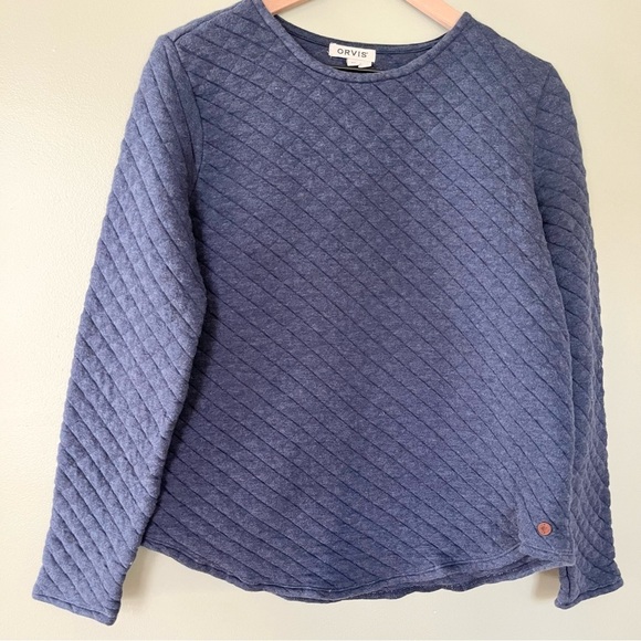 Orvis‎ Women’s Quilted Crewneck Long Sleeve Sweater in Blue Size Medium - Picture 4 of 9